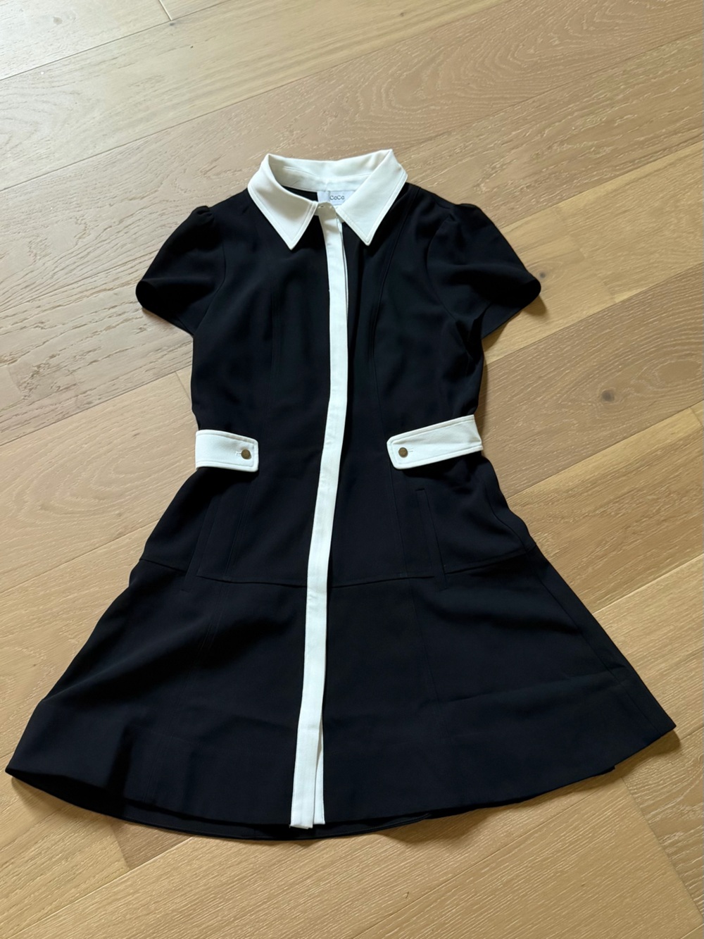 CeCe Black Mini Dress with White Trim